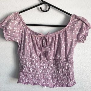 Pacsun floral milkmaid top pastel purple